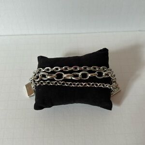 Bracelet 3 Chain Silver Plated Magnetic Closure